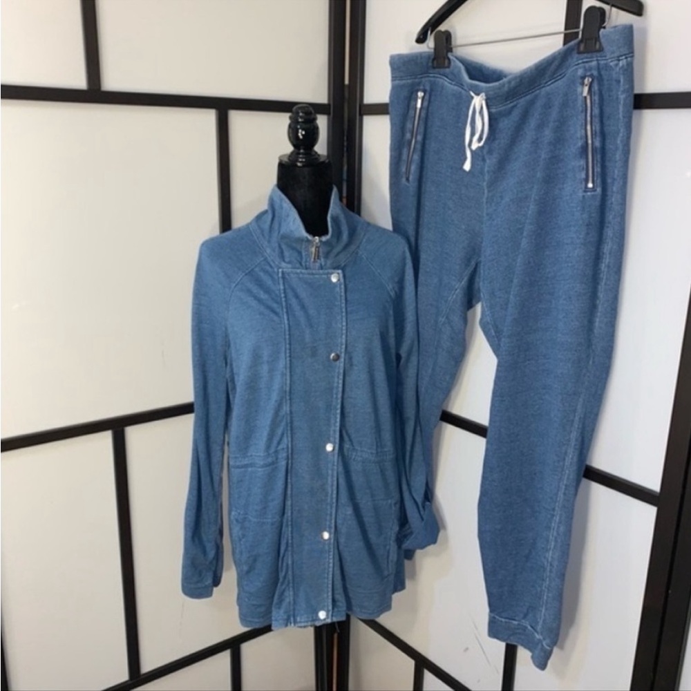 Vintage Tommy Hilfiger 100% Cotton Casual Faux Denim Jogger Set